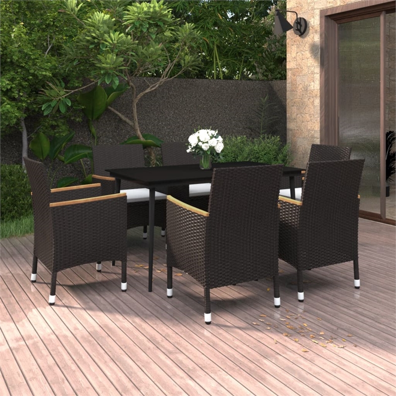 vidaXL Garden Dining Set in Black/Cream White
