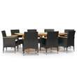 vidaXL Garden Dining Set in Black/Cream White