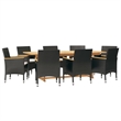 vidaXL Garden Dining Set in Black/Cream White