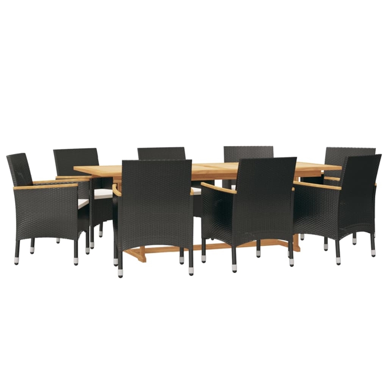 vidaXL Garden Dining Set in Black/Cream White