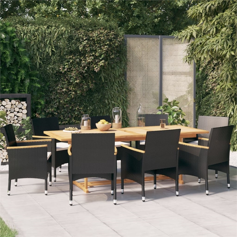 vidaXL Garden Dining Set in Black/Cream White