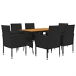 vidaXL PE Rattan/Steel/Solid Acacia Wood Outdoor Dining Set in Black