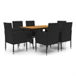 vidaXL PE Rattan/Steel/Solid Acacia Wood Outdoor Dining Set in Black