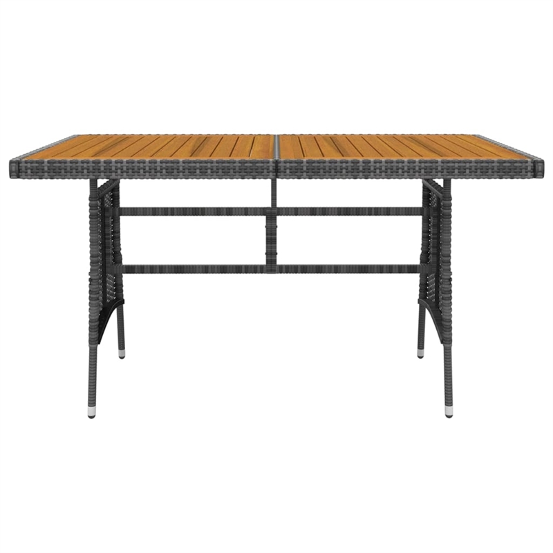 vidaXL PE Rattan & Solid Acacia Wood Medium Outdoor Dining Set in Gray