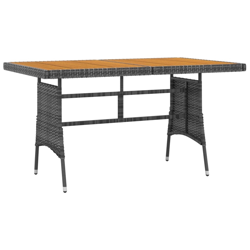 vidaXL PE Rattan & Solid Acacia Wood Medium Outdoor Dining Set in Gray