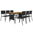 vidaXL PE Rattan/Steel/Solid Acacia Wood Outdoor Dining Set in Black