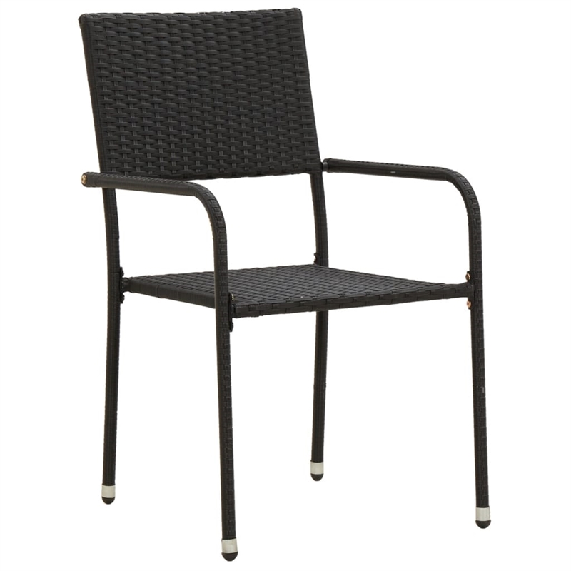 vidaXL PE Rattan/Steel/Solid Acacia Wood Outdoor Dining Set in Black