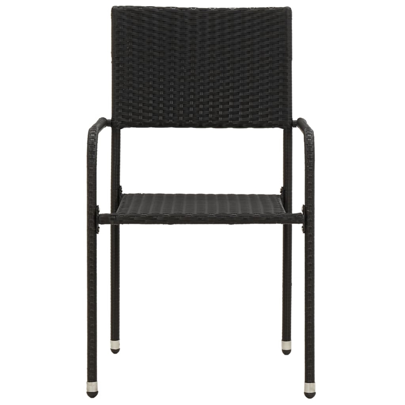 vidaXL PE Rattan/Steel/Solid Acacia Wood Outdoor Dining Set in Black