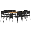 vidaXL PE Rattan/Steel/Solid Acacia Wood Outdoor Dining Set in Black