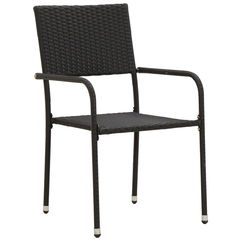 vidaXL PE Rattan/Steel/Solid Acacia Wood Outdoor Dining Set in Black