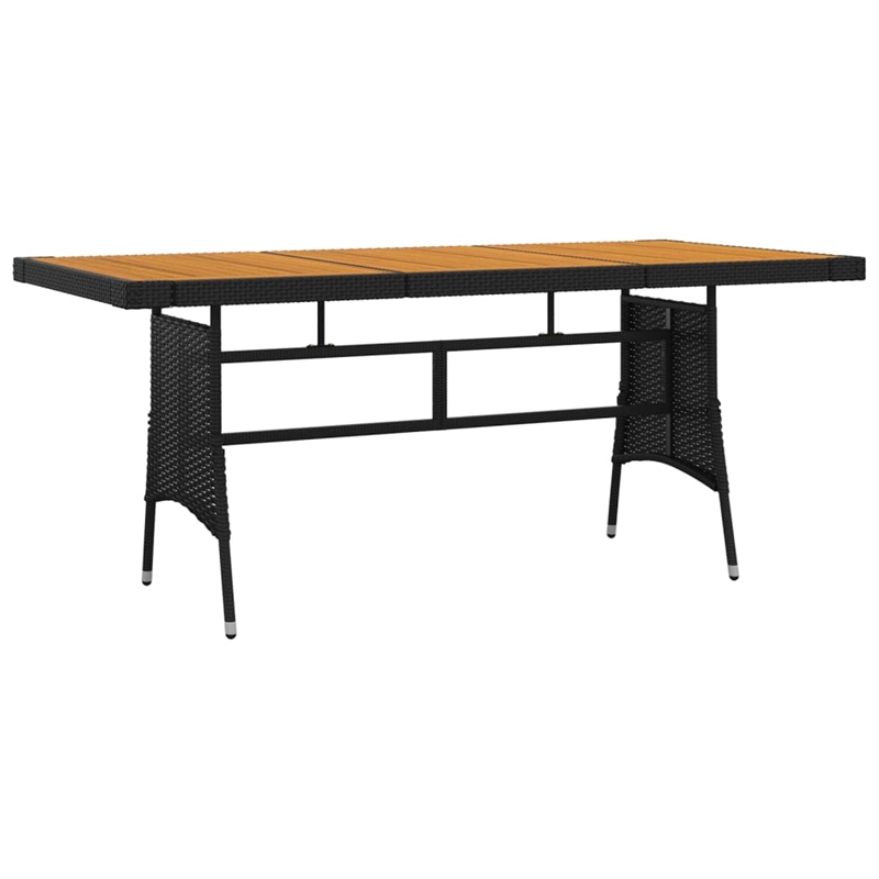 vidaXL PE Rattan/Steel/Solid Acacia Wood Outdoor Dining Set in Black