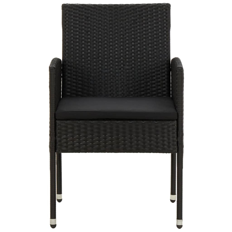 vidaXL PE Rattan/Steel/Solid Acacia Wood Outdoor Dining Set in Black