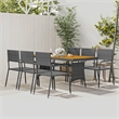 vidaXL PE Rattan & Solid Acacia Wood 7 Piece Outdoor Dining Set in Gray
