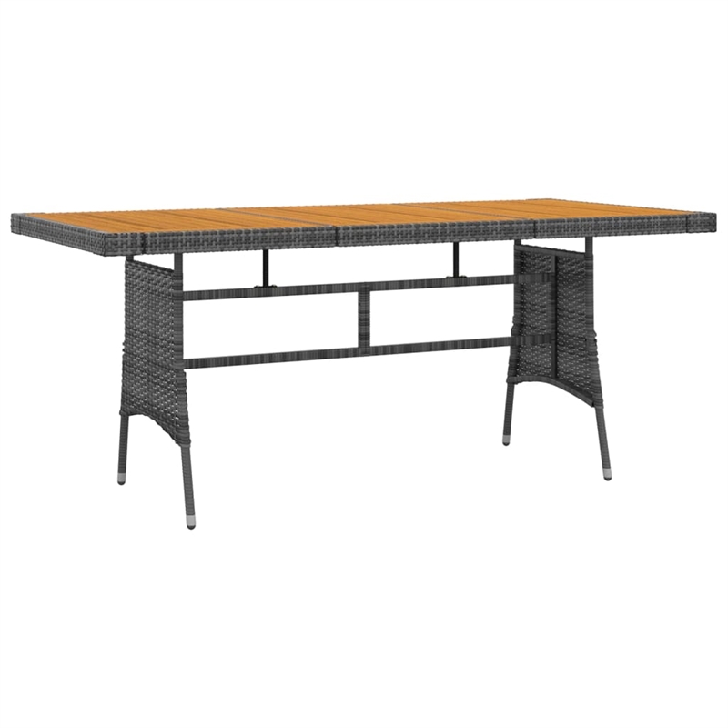 vidaXL PE Rattan & Solid Acacia Wood 7 Piece Outdoor Dining Set in Gray