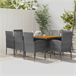 vidaXL PE Rattan & Solid Acacia Wood Large Outdoor Dining Set in Gray