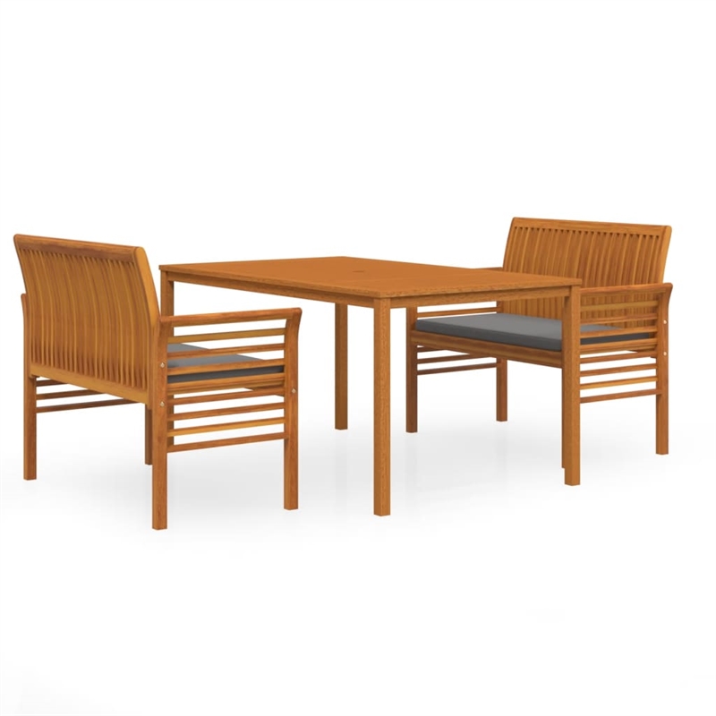 vidaXL Solid Acacia Wood/Polyester Outdoor Dining Set in Dark Gray