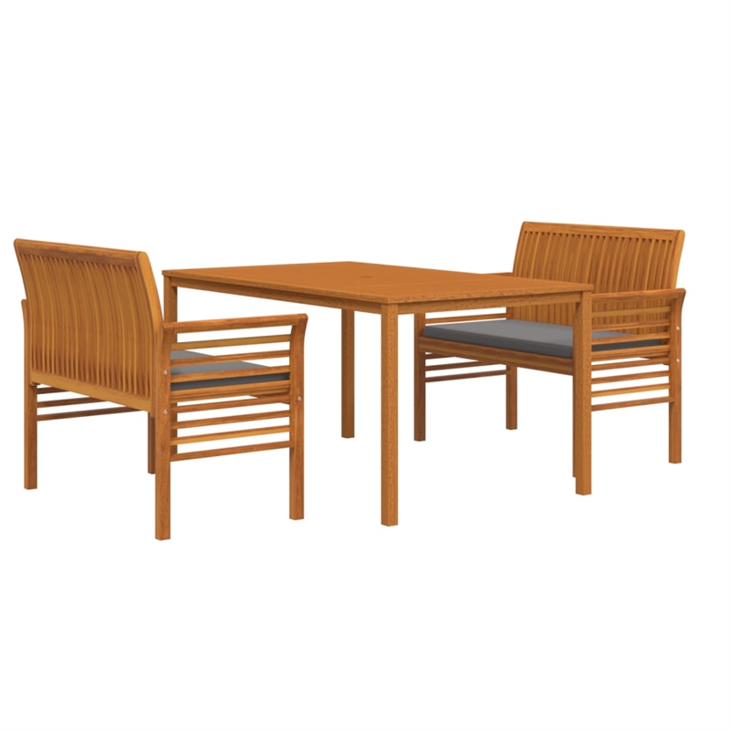 vidaXL Solid Acacia Wood/Polyester Outdoor Dining Set in Dark Gray