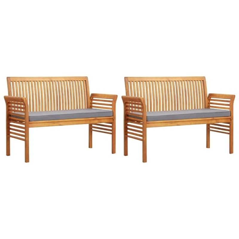 vidaXL Solid Acacia Wood/Polyester Outdoor Dining Set in Dark Gray