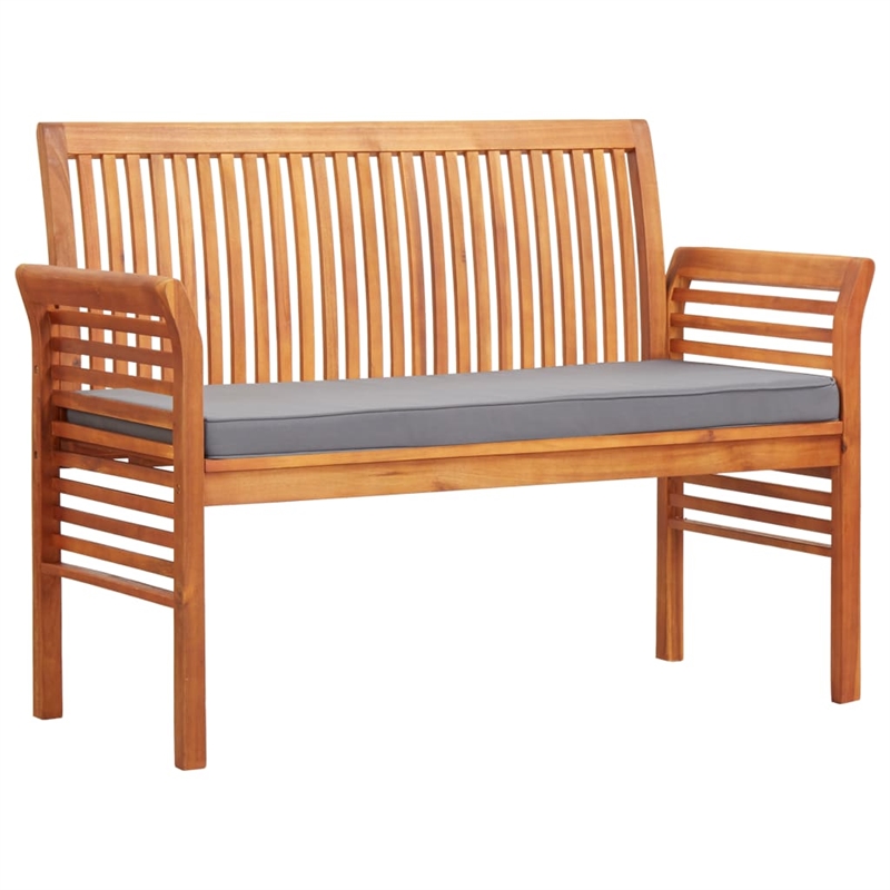 vidaXL Solid Acacia Wood/Polyester Outdoor Dining Set in Dark Gray