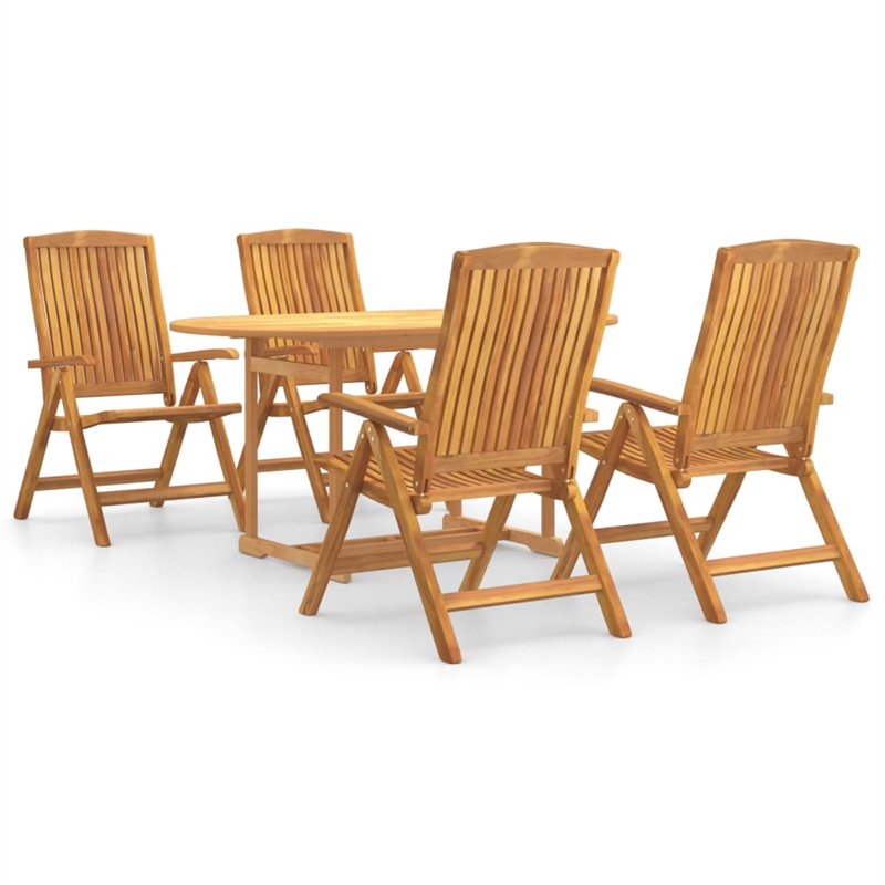 vidaXL Solid Teak Wood Medium Foldable Garden Dining Set Natural/Brown