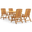 vidaXL Solid Teak Wood Medium Foldable Garden Dining Set Natural/Brown