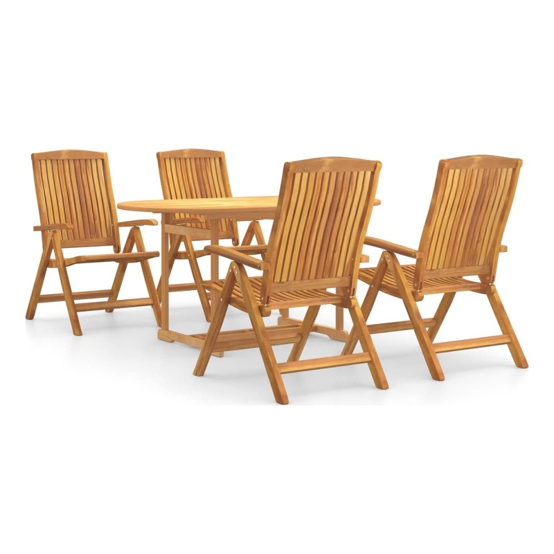 vidaXL Solid Teak Wood Medium Foldable Garden Dining Set Natural/Brown
