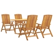 vidaXL Solid Teak Wood Medium Foldable Garden Dining Set Natural/Brown