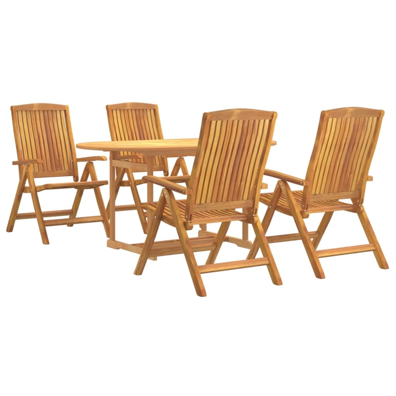 vidaXL Solid Teak Wood Medium Foldable Garden Dining Set Natural/Brown