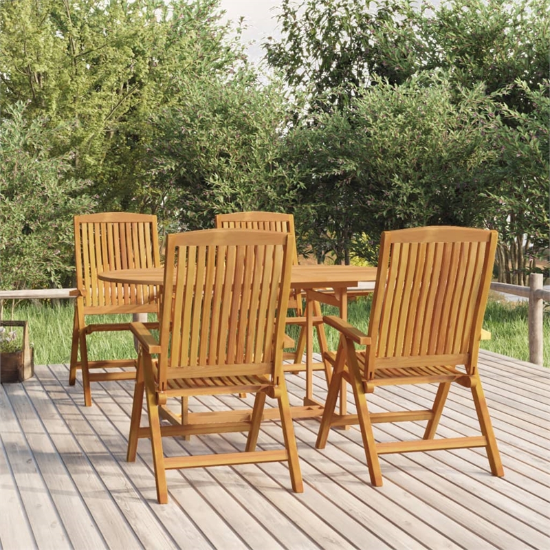 vidaXL Solid Teak Wood Medium Foldable Garden Dining Set Natural/Brown