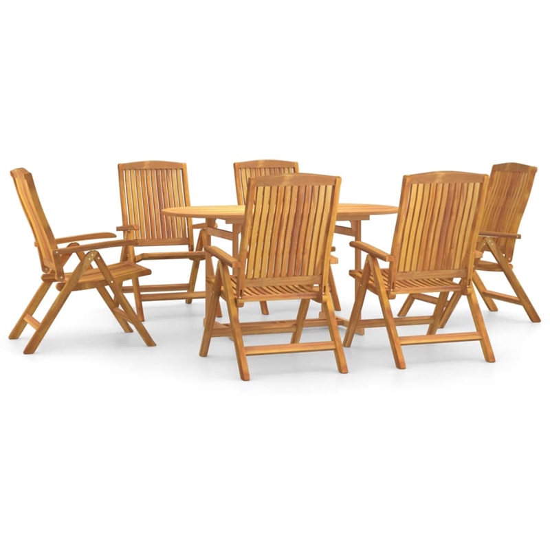 vidaXL Solid Teak Wood Large Foldable Garden Dining Set Natural/Brown