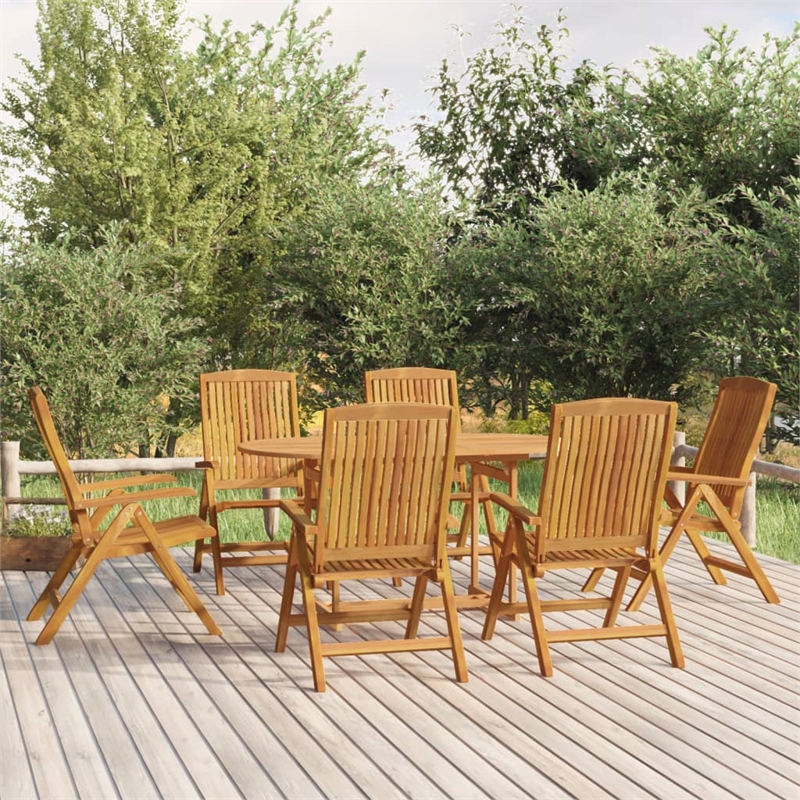 vidaXL Solid Teak Wood Large Foldable Garden Dining Set Natural/Brown