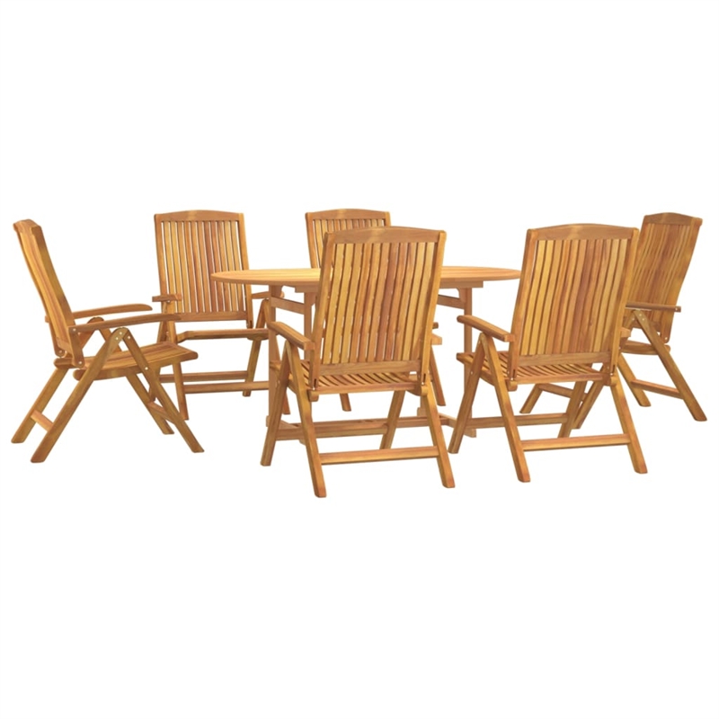 vidaXL Solid Teak Wood Large Foldable Garden Dining Set Natural/Brown