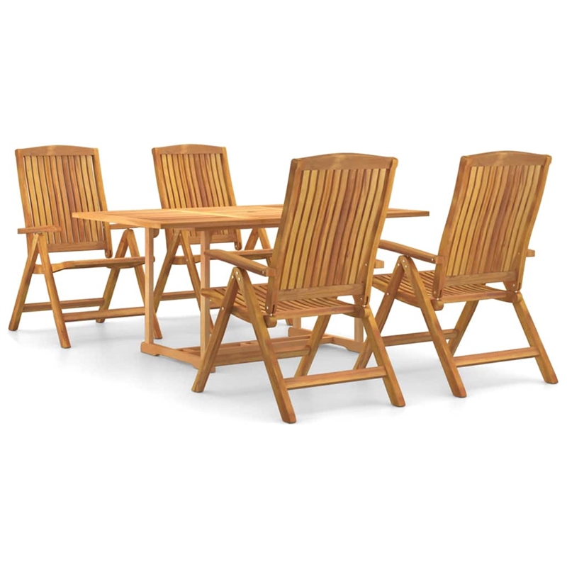vidaXL Solid Teak Wood Standard Foldable Garden Dining Set in Brown