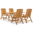vidaXL Solid Teak Wood Standard Foldable Garden Dining Set in Brown