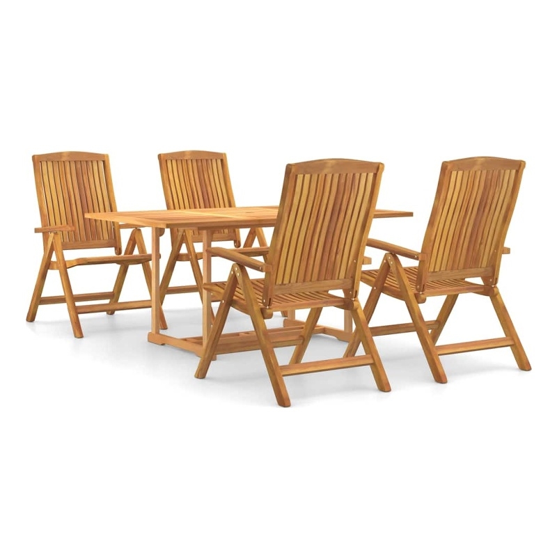 vidaXL Solid Teak Wood Standard Foldable Garden Dining Set in Brown