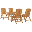 vidaXL Solid Teak Wood Standard Foldable Garden Dining Set in Brown