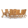 vidaXL Solid Teak Wood 9-Piece Set Foldable Garden Dining Set in Brown