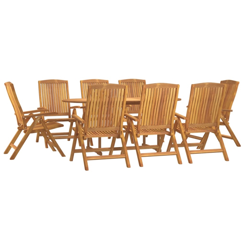 vidaXL Solid Teak Wood 9-Piece Set Foldable Garden Dining Set in Brown