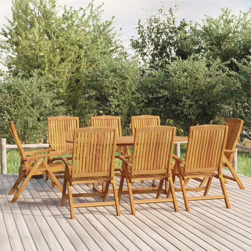 vidaXL Solid Teak Wood 9-Piece Set Foldable Garden Dining Set in Brown