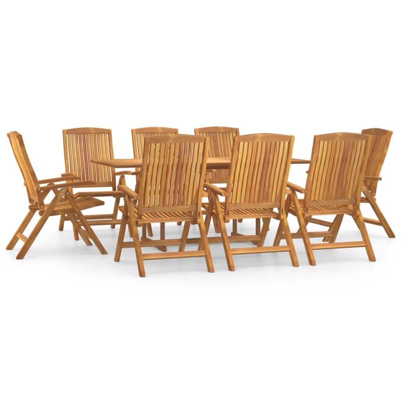 vidaXL Garden Dining Set Natural Teak/Brown
