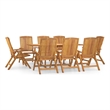 vidaXL Garden Dining Set Natural Teak/Brown
