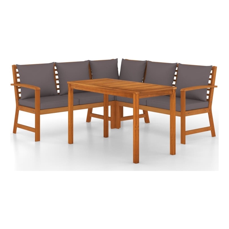 vidaXL Patio Dining Set Natural Wood & in Dark Gray