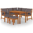 vidaXL Solid Acacia Wood 6 Piece Modular Patio Dining Set Natural/Brown