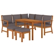 vidaXL Solid Acacia Wood 6 Piece Modular Patio Dining Set Natural/Brown
