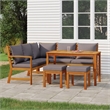 vidaXL Solid Acacia Wood 6 Piece Modular Patio Dining Set Natural/Brown