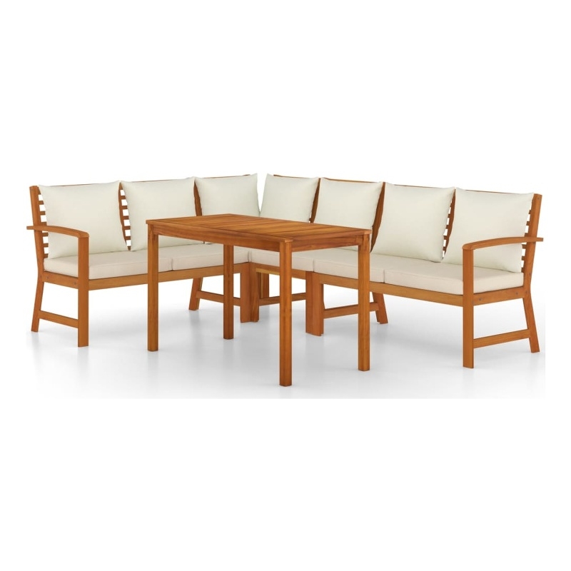 vidaXL Solid Acacia Wood Standard Modular Patio Dining Set Natural/Brown