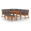 vidaXL Patio Dining Set Solid Wood With in Dark Gray Cushions