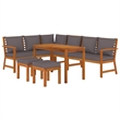 vidaXL Patio Dining Set Solid Wood With in Dark Gray Cushions