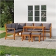vidaXL Patio Dining Set Solid Wood With in Dark Gray Cushions