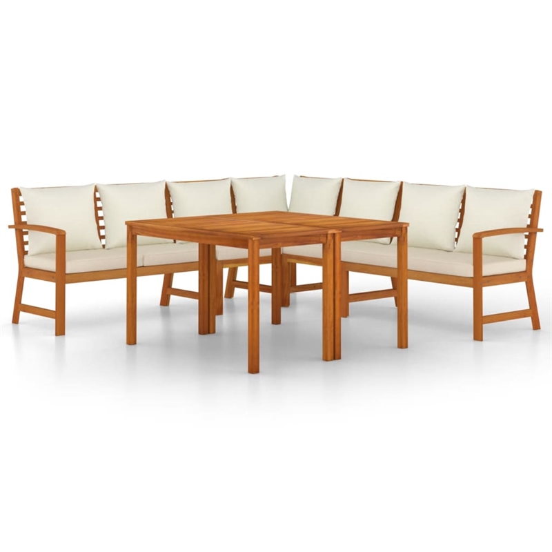 vidaXL Solid Acacia Wood Patio Dining Set Natural/Brown
